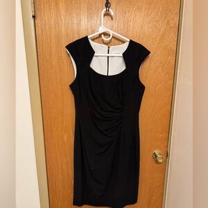 Sz 10 Calvin Klein black sleeveless sheath dress w/ ruched detail  NWOT